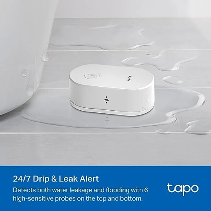 Tapo TP-Link T300 Smarter Wasserleck-Sensor, Hub erforderlich, eingebaute 90Db einstellbare Sirene, Sensor & APP & Hub-Alarm, IP67 wasserdicht, 1+Jahr Batterielebensdauer, Flexible Platzierung – Bild 3
