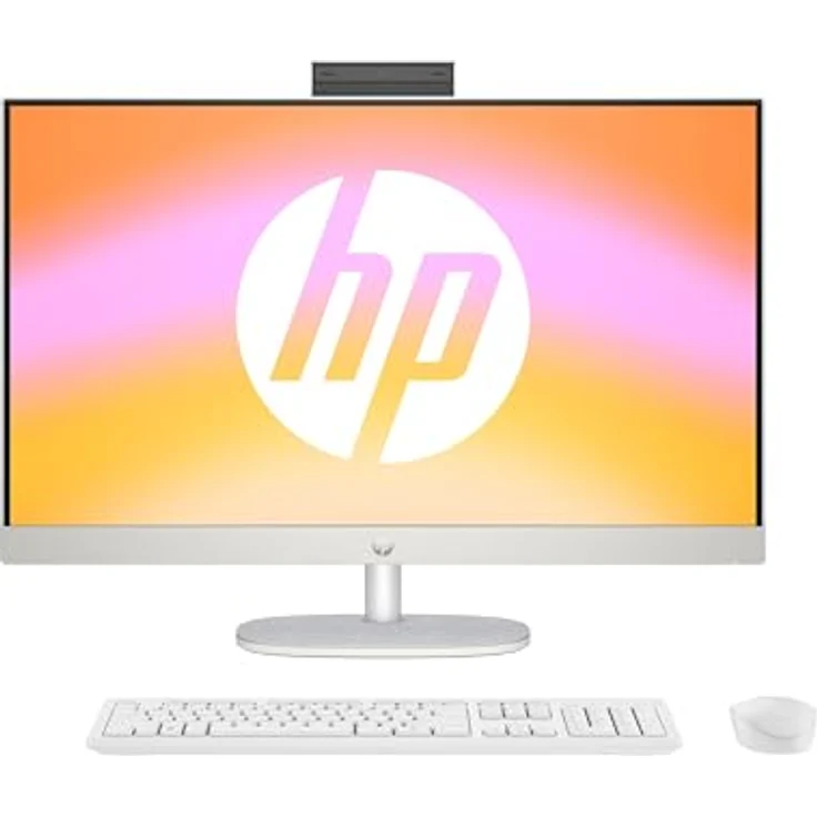 HP All-in-One Desktop-PC 27" FHD, AMD Ryzen™ 5 7520U, 16 GB DDR5 RAM, 1 TB SSD, AMD Radeon™-Grafikeinheit, Windows 11 Home, Weiß – Bild 1