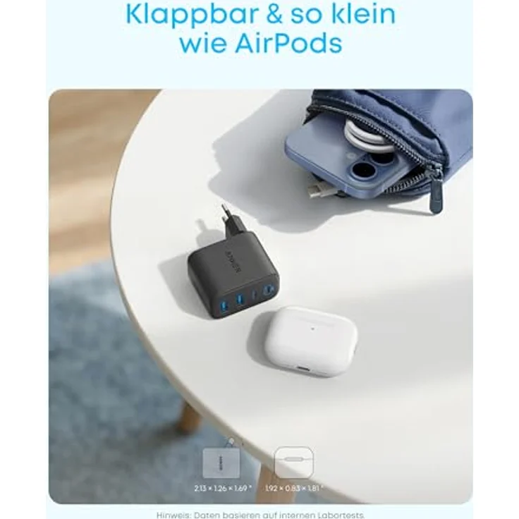 Anker Zolo Ladegerät A121E, 50W mit 4 Ports (2x USB-C, 2x USB-A), kompakt und schwarz – Bild 4