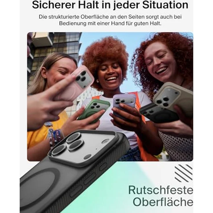 Belkin SheerForce Grip, Schutzhülle für iPhone 17 Pro in Schwarz, Stoßschutz bis 2 m, integrierte Kamerasteuerung – Bild 4