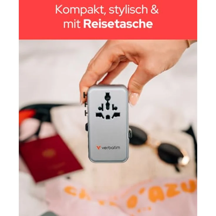 Verbatim Charge 'n' Travel 70W 2C, USB Ladegerät mit 2 Ports und Rückziehfunktion, Blau – Bild 9