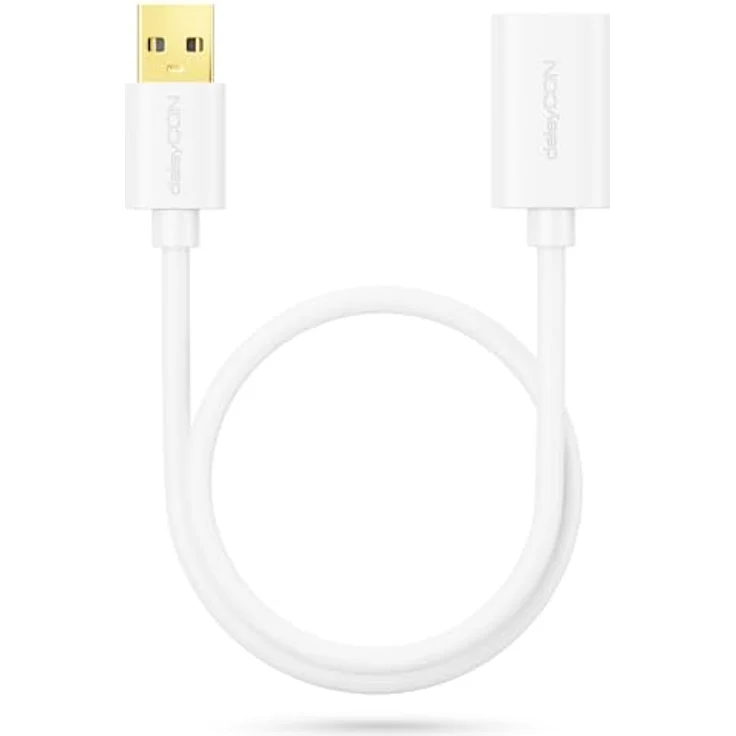 deleyCON 0,5m USB 2.0 High Speed Verlängerungskabel, USB A-Stecker zu A-Buchse, hochwertige Schirmung, weiß – Bild 5