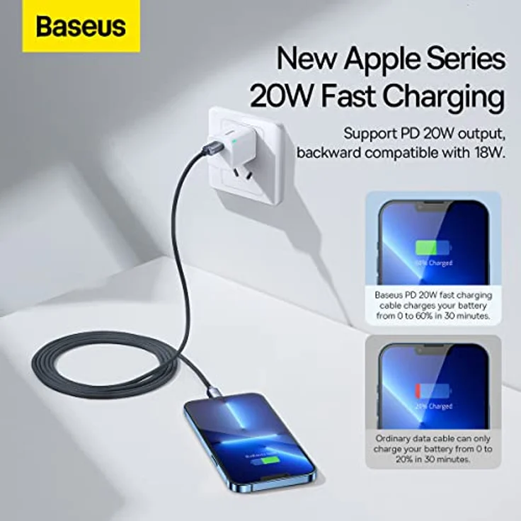 Baseus Crystal Shine USB Typ C auf Lightning Kabel, 20W Schnelllade- und Datenübertragung, 2m, schwarz – Bild 6