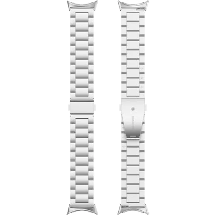 Wigento Edelstahl-Smartwatch-Armband für Google Pixel Watch 5 / 4 / 3 45mm, verstellbare Länge, silbernes Design mit Faltverschluss – Bild 5