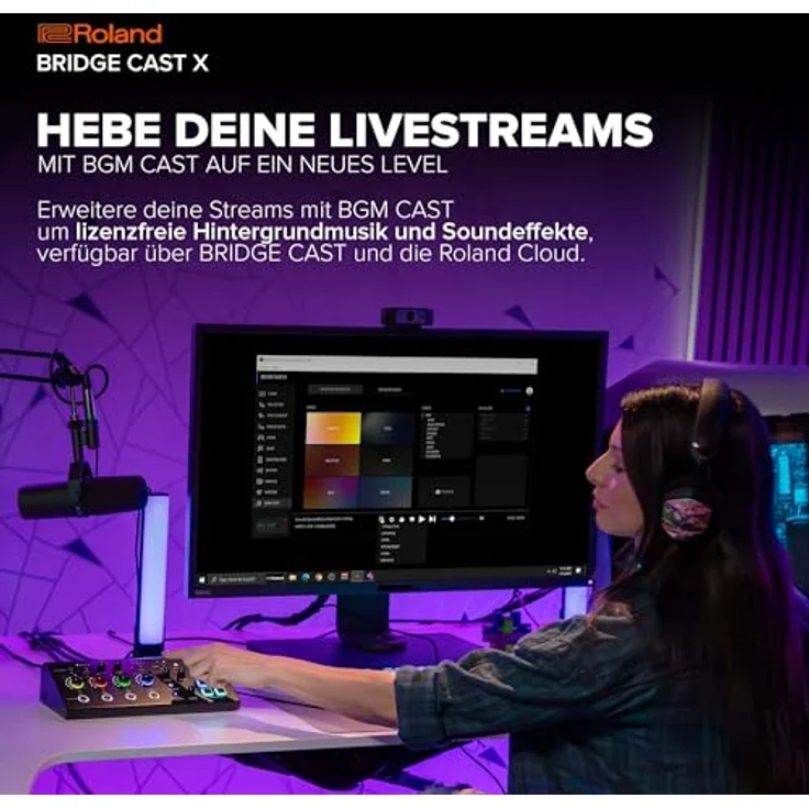 Roland Bridge Cast X, professionelles Audio-Interface für Streaming, Mischpult mit XLR-Mikrofonvorverstärker, Schwarz – Bild 4