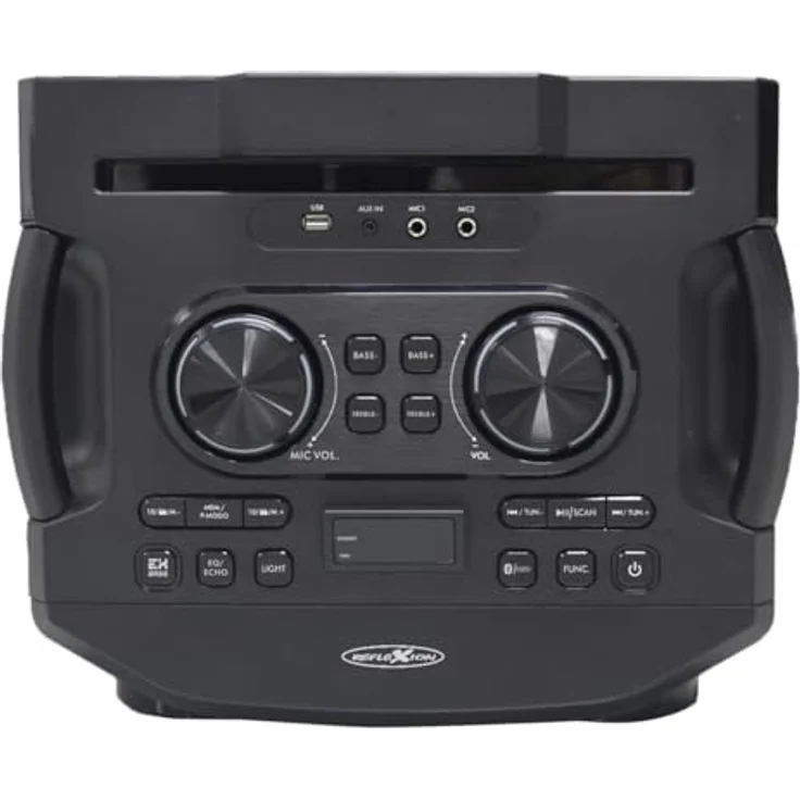 REFLEXION Jumbo PS25BT, 1200W Bluetooth 5.3 Party Lautsprecher mit Disco-LED, Karaoke-Funktion, Mikrofon, USB, AUX, FM-Radio & Rollen für Events und Outdoor – Bild 4