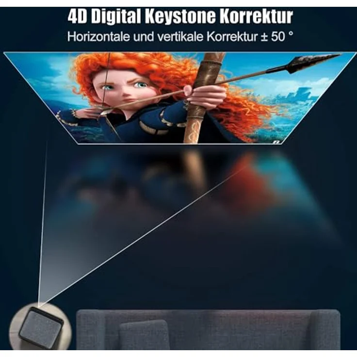 WiMiUS K1 Beamer, Full HD 1080P, 1200 ANSI Lumen, 5G WiFi, Bluetooth, 300 Zoll Display, tragbare Tasche, kompatibel mit Fire Stick, Smartphone, PS5 – Bild 4