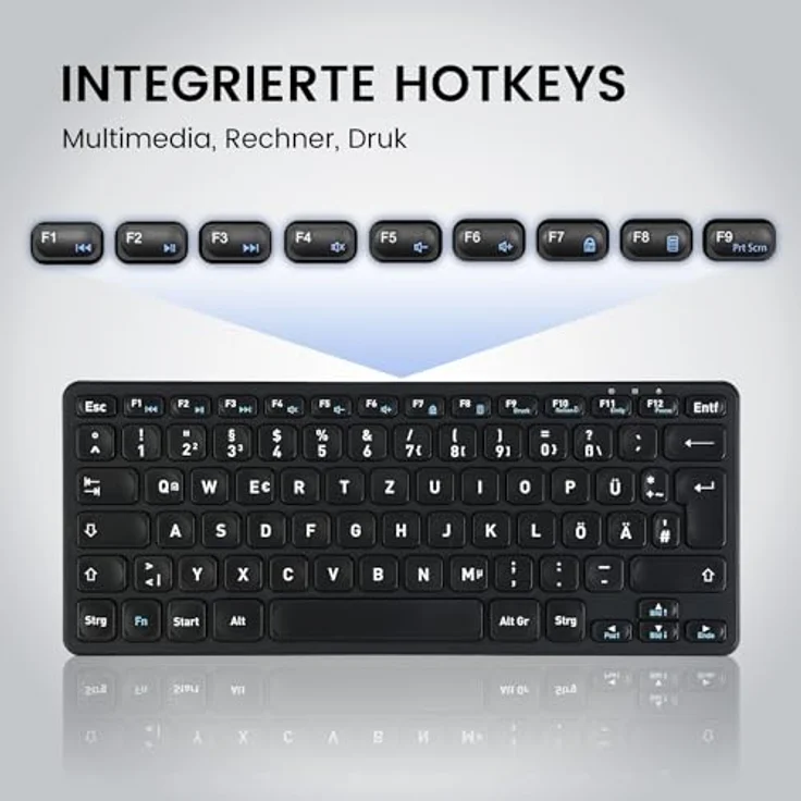 Perixx PERIBOARD-416 DE Kabelgebundene Mini USB Leise Tastatur mit 4 Hubs, X Type Scheren Taste, Groß gedruckte Tasten (schwarz) – Bild 4