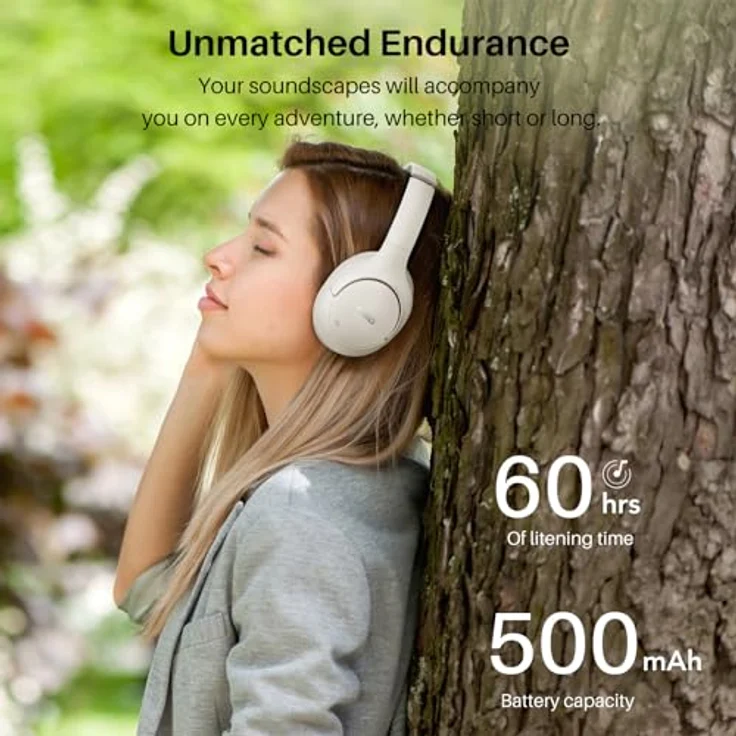 TOZO HT2 Kabelloser Bluetooth Kopfhörer Over-Ear mit Hybrid Active Noise Cancelling, 56 Stdn. Spielzeit, Hi-Res Audio, Kristallklare Anrufe, Tiefer Bass, APP Steuerung - Weiß – Bild 5