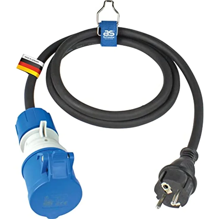 as - Schwabe CEE Camping Adapterleitung 1,5m, CEE-Kupplung 3-polig mit powerlight Spannungsanzeige + Schutzkontaktstecker, für Outdoor-Einsatz mit IP44 I 61406