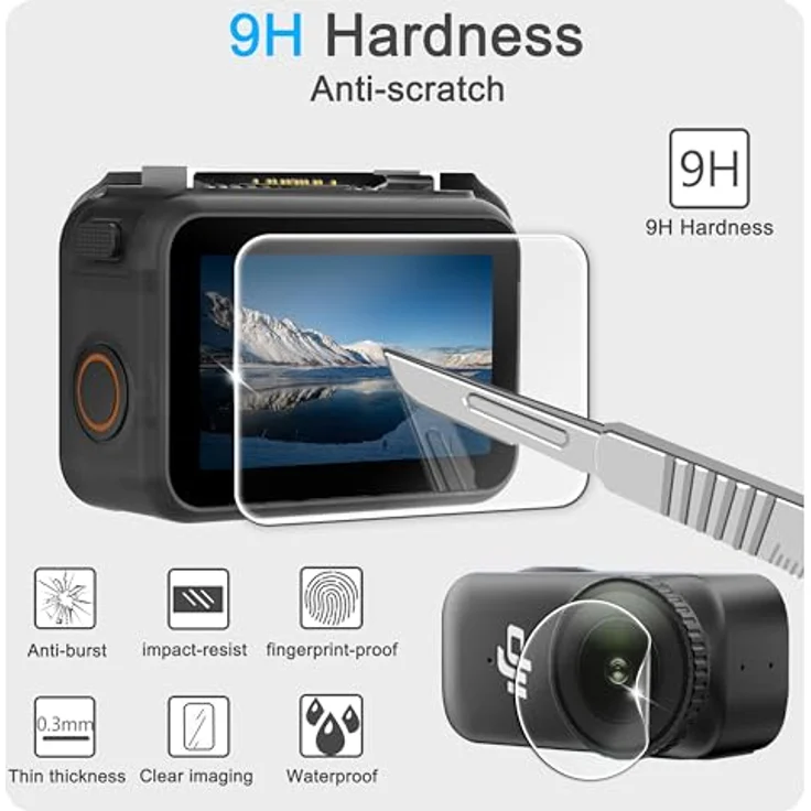 FiTSTILL Displayschutzfolien-Set für DJI Osmo Nano, 9H gehärtetes Glas, 0,28 mm dick, ölfreies/hydrophobes Material, 3er Set – Bild 4