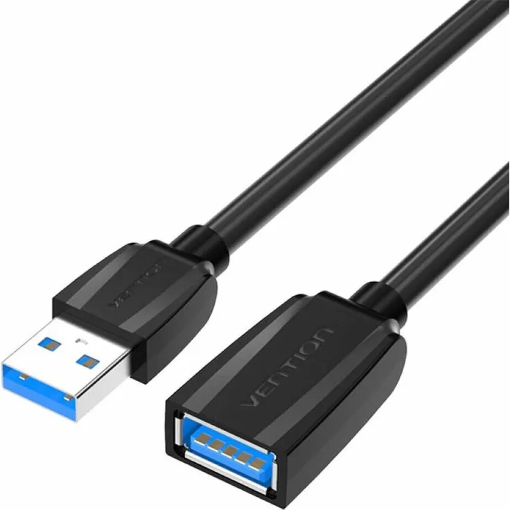 Vention USB 3.0 Verlängerungskabel, USB-A-Stecker auf USB-A-Buchse, 1 m, schwarz, Übertragungsgeschwindigkeit bis zu 5 Gbit/s