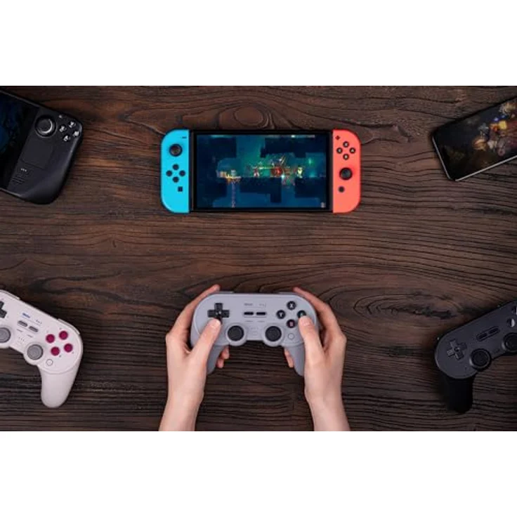 8bitdo Pro 2 - Hall Edition, Gaming Controller mit Hall-Effekt-Joysticks, Bluetooth-Konnektivität, grau – Bild 7