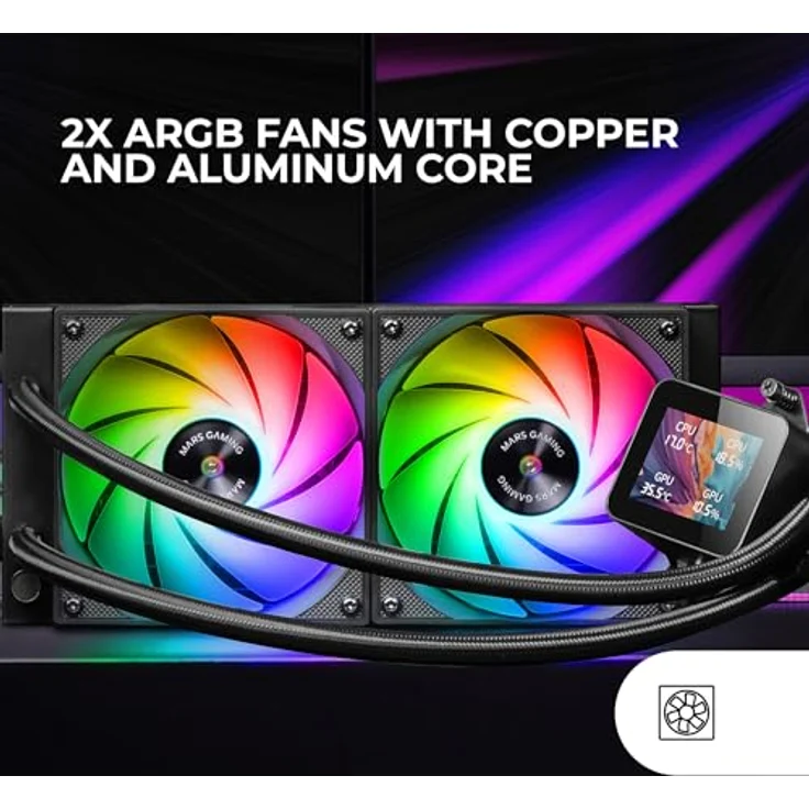 Mars Gaming ML-Vision 240 RGB, AIO-Wasserkühlung mit 4:3-IPS-LCD-Bildschirm, 500 W TDP, Schwarz – Bild 4