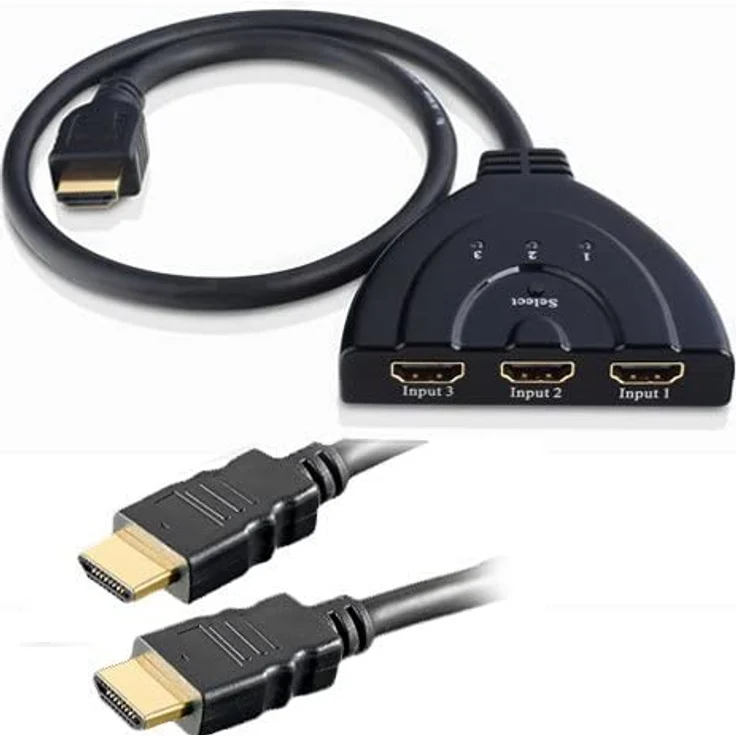 Aukson G04C 3-in-1 HDMI Switch, manueller 3-Port Umschalter für Full HD 1080p, 3D, Druckknopf, kompatibel mit TV, Monitor, Beamer, kompakt und robust – Bild 2