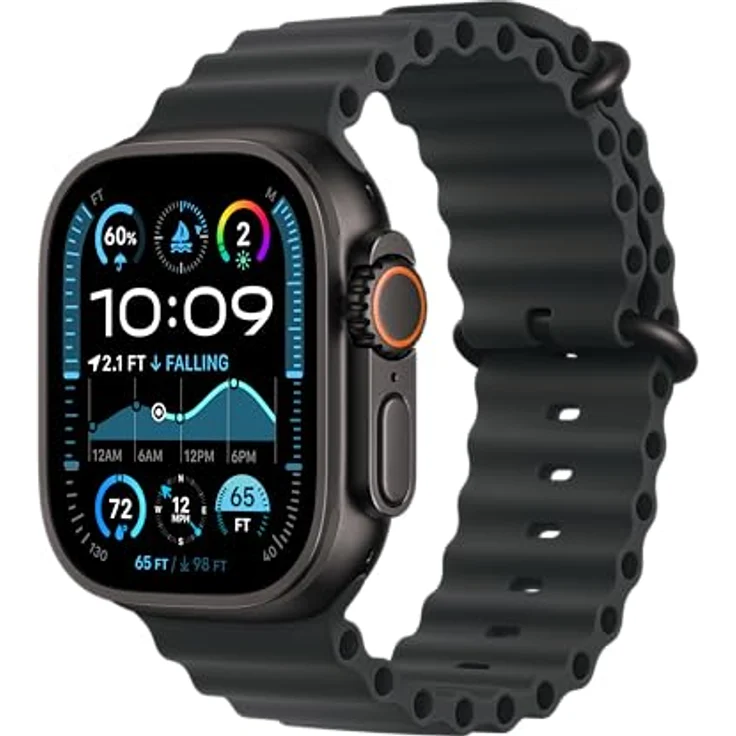 Apple Watch Band - Ocean Band - 49 mm - Schwarz - Extra Large - Elastomer, verstellbare Öse aus Titan, für Wassersport geeignet – Bild 2