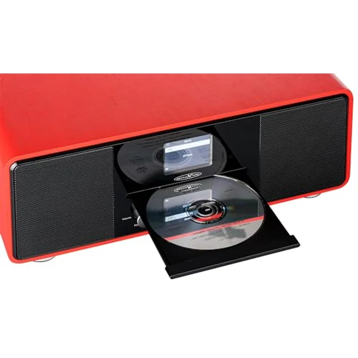 Reflexion HRA19INT DAB- und Internetradio mit CD-Player und Radiowecker (UKW, DAB, DAB+, Bluetooth, AUX-Eingang, Kopfhöreranschluss, Fernbedienung), rot – Bild 3