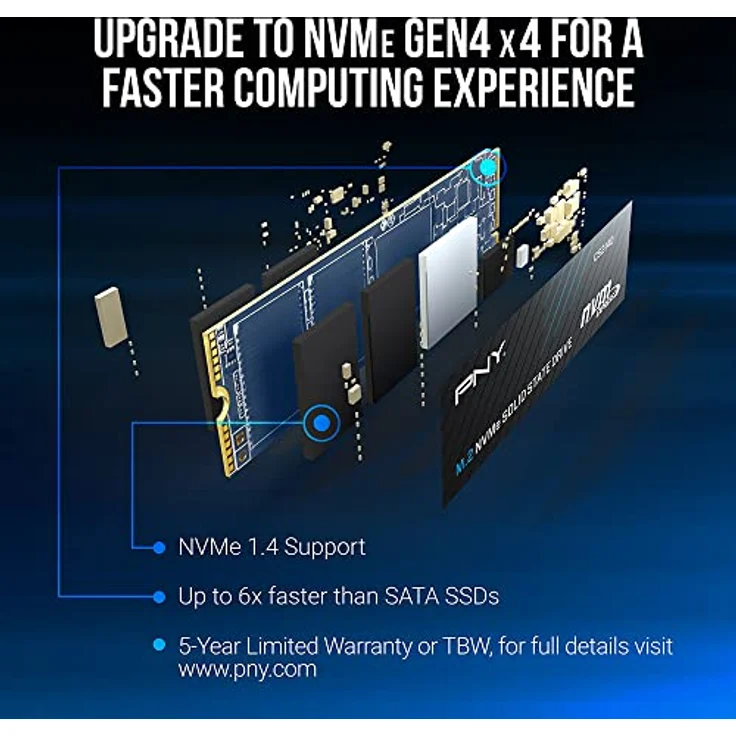 PNY CS2140 1TB M.2 NVMe Gen4 x4 Internal Solid State Drive (SSD), up to 3600MB/s - M280CS2140-1TB-RB – Bild 4