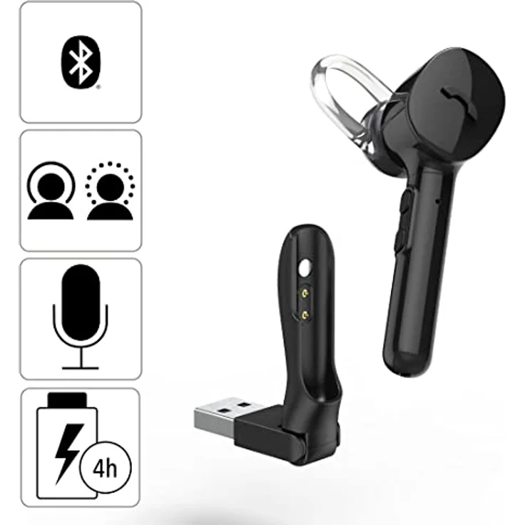 Hama Mono-Bluetooth®Headset MyVoice1300 Multipoint Sprachsteuerung schwarz Wireless-Headset mit Siri und Google Assistant – Bild 6