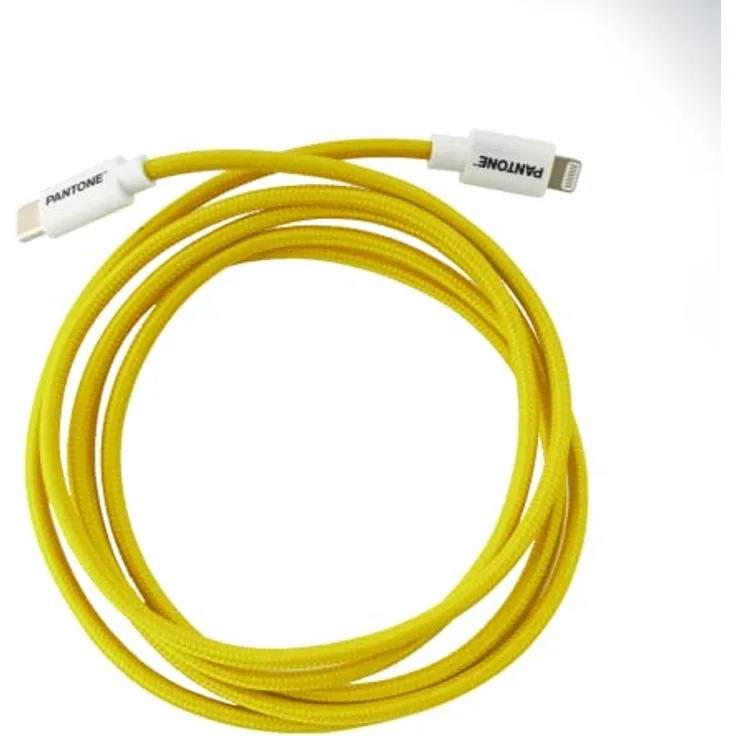 Celly USB-C-auf-Lightning-Kabel, kompatibel mit Apple-Geräten und iOS-System, Länge 1,5 m, unterstützt 60 W, PVC-Stecker und Nylonbeschichtung, knitterfrei, Gelb