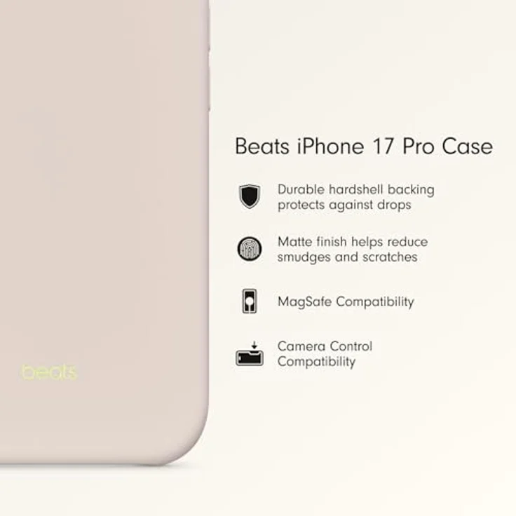 Beats iPhone 17 Pro Case mit MagSafe, Kamerasteuerung, Matte Außenseite, Innenfutter aus Mikrofaser – Kalkstein – Bild 2