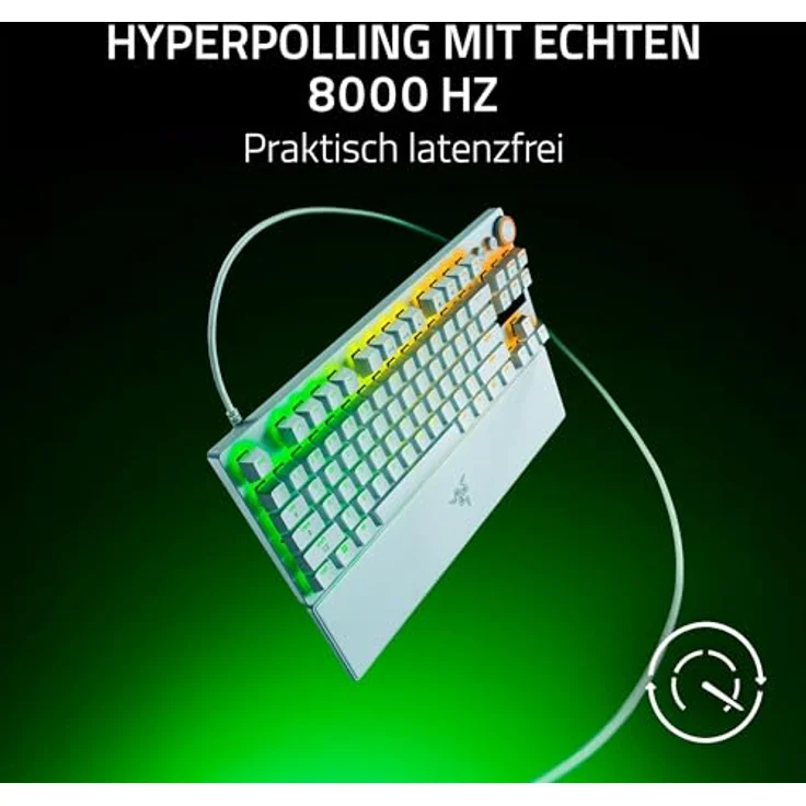 Razer Huntsman V3 Pro Tenkeyless, PC-Gaming Tastatur mit 8KHz HyperPolling, analogen optischen Switches, auslösebereich 0,1-4,0mm, Snap Tap und Rapid Trigger, QWERTY US Layout, Weiß – Bild 3