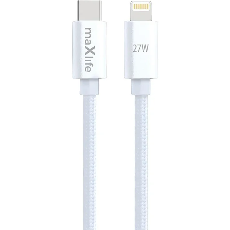 MaxLife 27W Schnell-Ladekabel USB-C - Lightning, 1m, Weiß, Power Delivery kompatibel