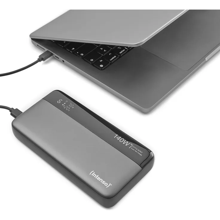 Intenso HE25000 Powerbank, 25000 mAh, 140 W, mit Power Delivery 3.1, Schwarz/Grau