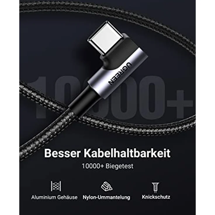 UGREEN Angled USB-C to USB-A Data Cable Black 1m – Bild 6