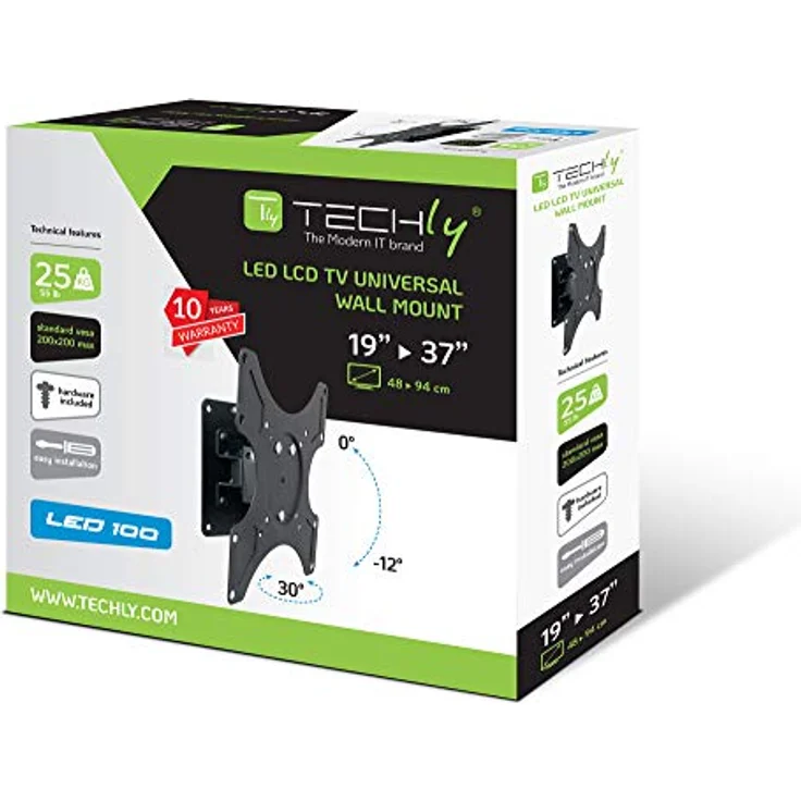 Techly ICA-LCD-2900B Wandhalterung LCD TV LED 48.26 cm (19 Zoll)-93.98 cm (37 Zoll) mit neigung Schwarz – Bild 2