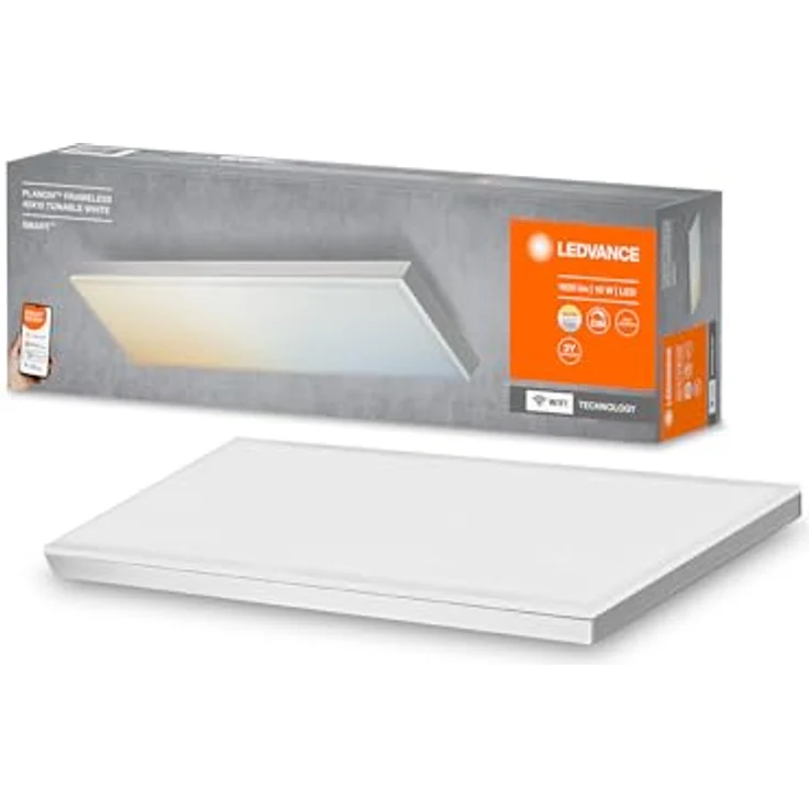 LEDVANCE SMART+ WIFI PLANON FRAMELESS Smarte LED Deckenleuchte, Panel für Innen mit WiFi Technologie, Lichtfarbe änderbar (3000K-6500K), 400mm x 100mm, Kompatibel mit Google und Alexa Voice Control – Bild 2