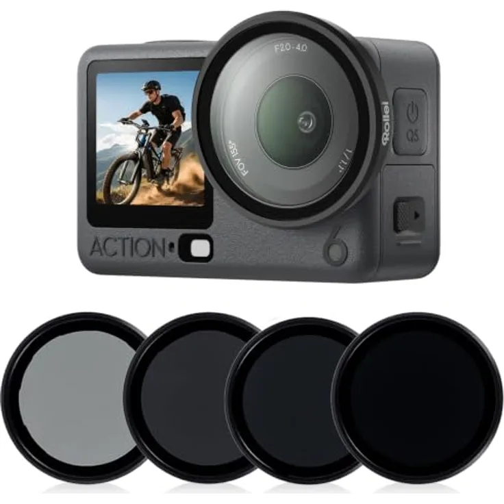 Rollei Filter-Set CPL & ND8 für DJI Osmo Action 6, Kamera-Filter mit optischem Glas und Schnellmontage