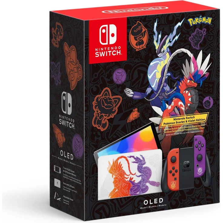 Nintendo Switch OLED Console - Pokémon Scarlet und Violet Edition, 7-Zoll-OLED-Bildschirm, mehrfarbig mit speziellen Joy-Con-Controllern