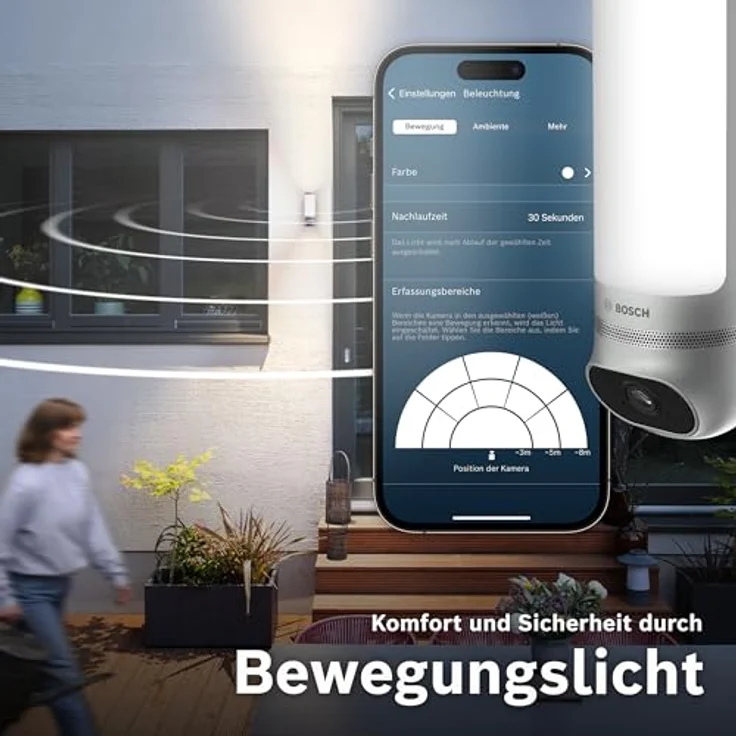 Bosch Smart Home Außenkamera II, 1080p Full-HD, integrierte Alarmsirene und Design-Leuchte, kompatibel mit Amazon Alexa, Silber - Preisvergleich – Bild 4