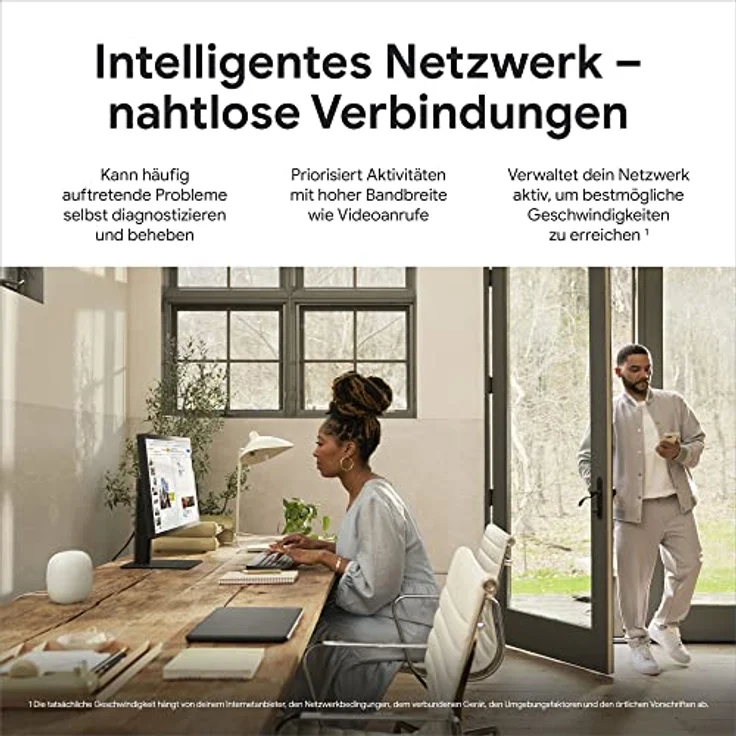 Google WiFi Pro – Wi-Fi 6E Zuverlässiges Heim-WLAN-System mit effektiver Abdeckung für Dein Zuhause Mesh-WiFi-Router Schnee, x2, GA03689-EU, 2-Pack – Bild 4