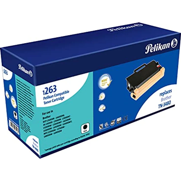 Pelikan Toner ersetzt Brother TN-3480, schwarz, kompatibel für Brother HL L6300, 8000 Seiten Ergiebigkeit – Bild 1