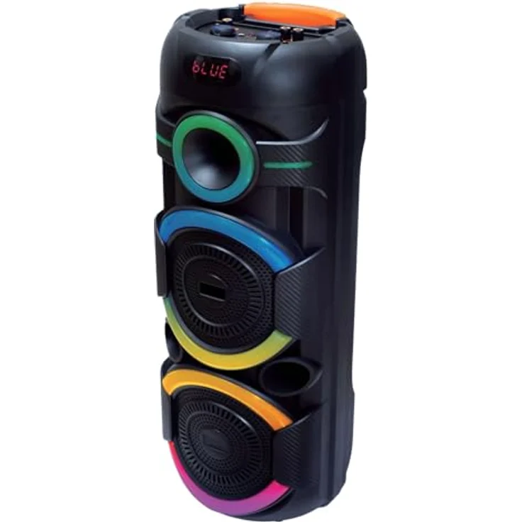 Denver BPS-457 Bluetooth Party Speaker, 400W Sound, LED-Disco-Licht, Akku, USB/SD, TWS, Mikrofon, mit Rollen & Tragegriff – Bild 1