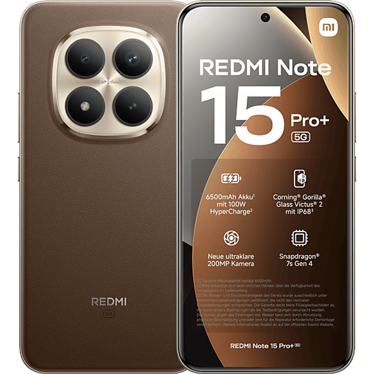 XIAOMI REDMI Note 15 Pro+ 5G, Smartphone mit 256 GB Speicher, Mocha Brown, Dual SIM