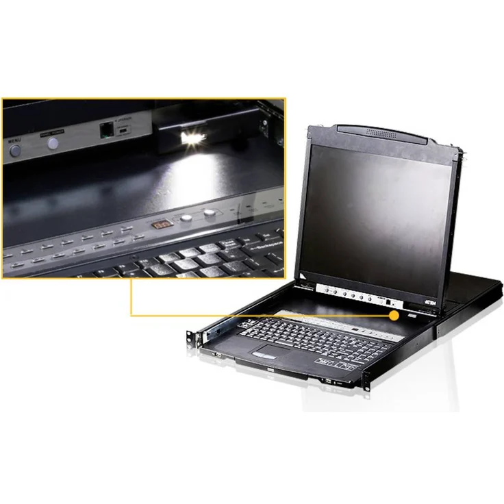 ATEN CL5808N F KVM-Umschalter mit 19 Zoll LCD-Monitor, USB & PS/2 Unterstützung, bis zu 8 Computer steuerbar