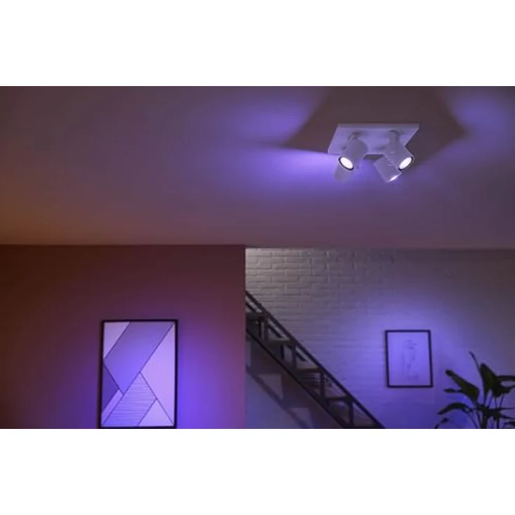 Philips Hue White & Color Ambiance Argenta Deckenlampe mit Viererspot, smarte Lichtsteuerung über Sprache und App, weiß – Bild 5