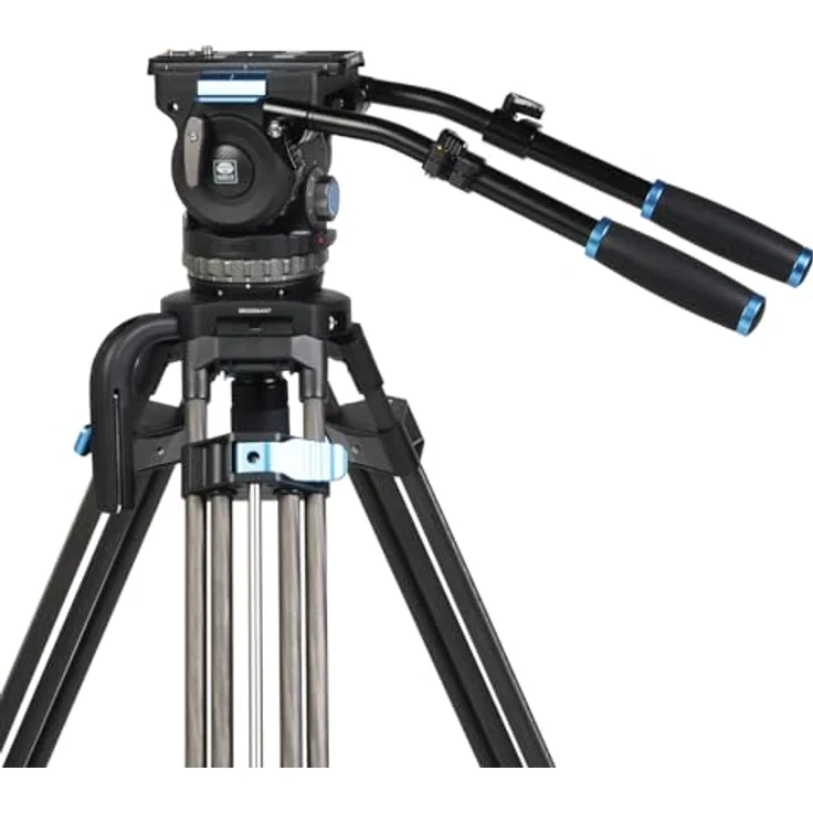 Sirui SQ100 Rapid System Stativset, Carbon Stativ mit Flip-Lock Höhenverstellung und VHS-18 Fluidkopf, maximale Tragfähigkeit 25 kg, schwarz – Bild 6