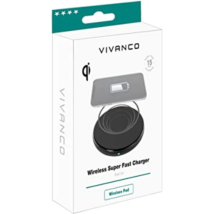 Vivanco Qi-Ladegerät Wireless Super Fast Charger, induktives QI Schnellladepad, 15W (QICHARPADVV15WBK) – Bild 4