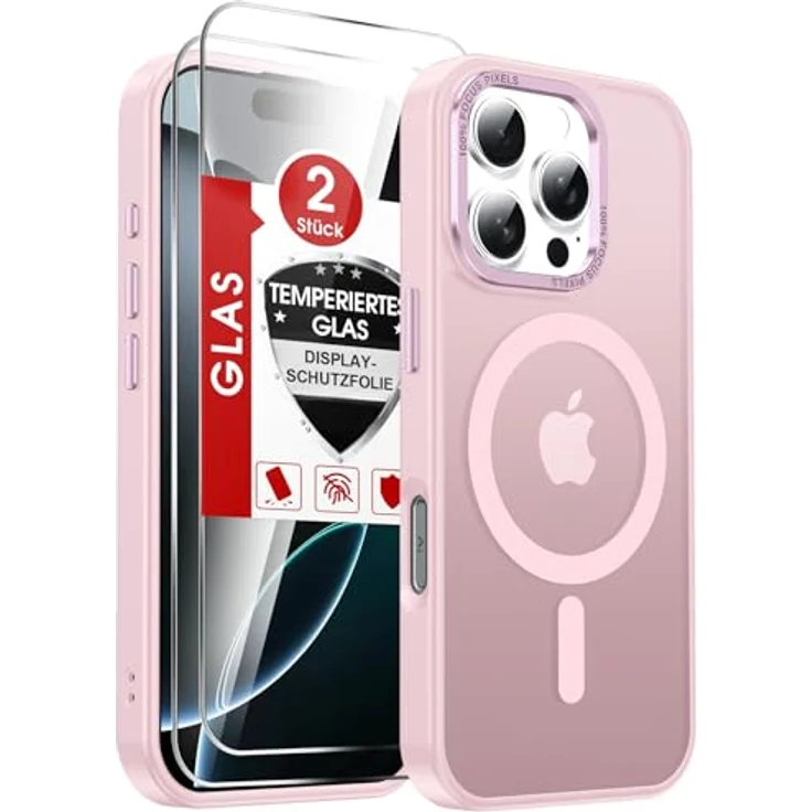 LeYi Hülle für iPhone 16 Pro, MagSafe kompatibel, Militärschutz, stoßfest mit 2 Schutzglas, rosa, anti-rutsch, kratzfest, dünn – Bild 1