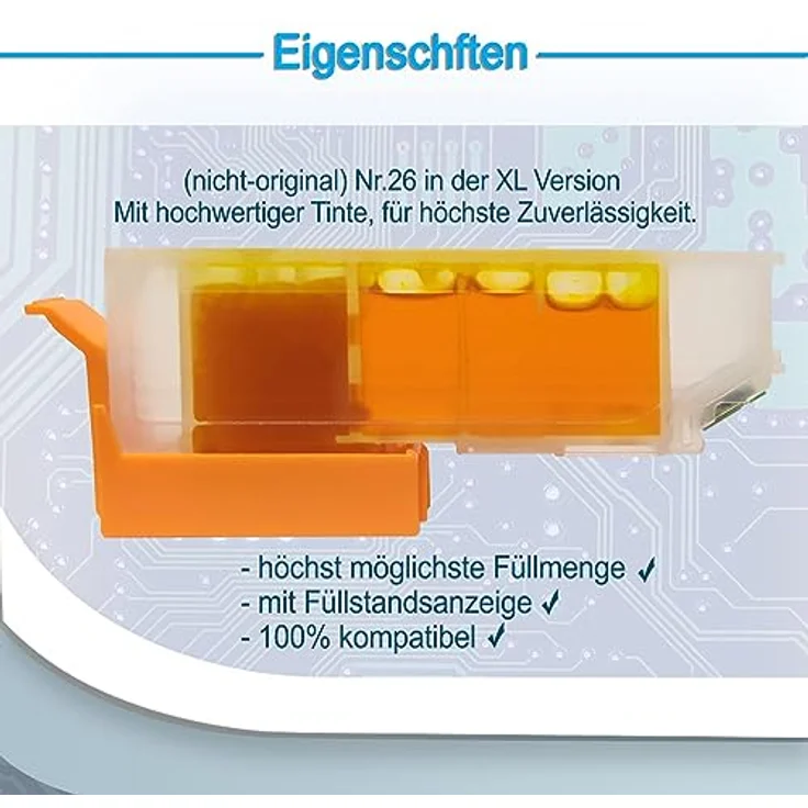 Druckerparadies 10er Multipack für Epson 26XL Tintenpatronen Set - hohe Kapazität, 5 Farben, kompatibel mit XP510 XP520 XP600 XP605 XP610 XP615 XP620 XP625 XP700 XP710 XP720 – Bild 6