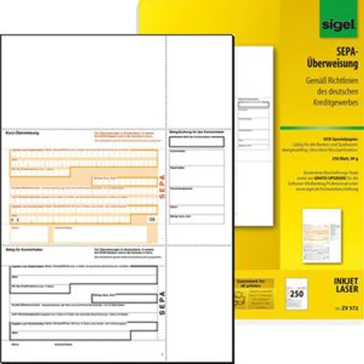 Sigel ZV 572 SEPA-Überweisung A4 250 Stück