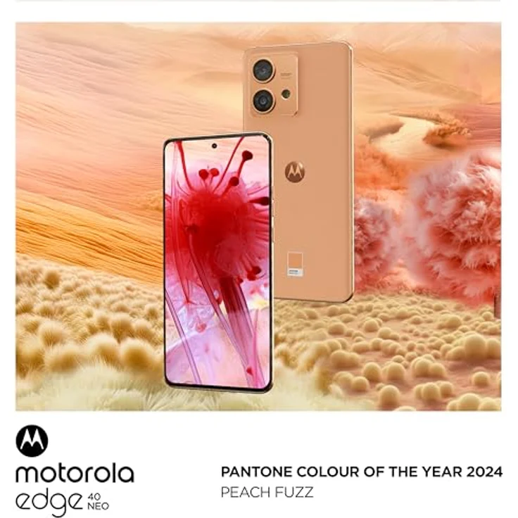 Motorola Edge 40 Neo Smartphone, 12/256 GB, 16,55 cm (6,55 Zoll), 144 Hz, IP68, 50 MP Ultra Pixel, 68 W Turbopower, Dolby Atmos, Android 13, 5000 mAh, Dual-SIM, Peach Fuzz, ES-Version und PT – Bild 2