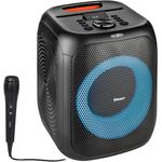 REFLEXION PSX11BT Würfel Lautsprecher, Tragbar, Bluetooth 5.3, FM/USB/Mic und Aux, LED Lichter, Super Bass Effect, Equalizer, 2X 25W, Schwarz