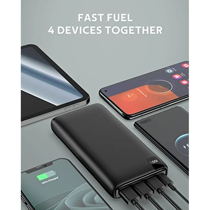 ADDTOP Power Bank 26800mAh, 22,5W Powerbank USB C Externer Akku mit PD 20W Power Delivery, Tragbares Ladegerät mit 4 Ports – Bild 5