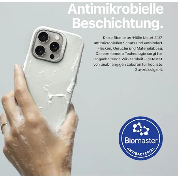 Decoded Antimikrobielle Silikon-Hülle mit MagSafe für iPhone 16 Pro Max - Grau, stoßfest, mit erhöhter Bildschirmkante und Mikrofaser-Futter – Bild 3