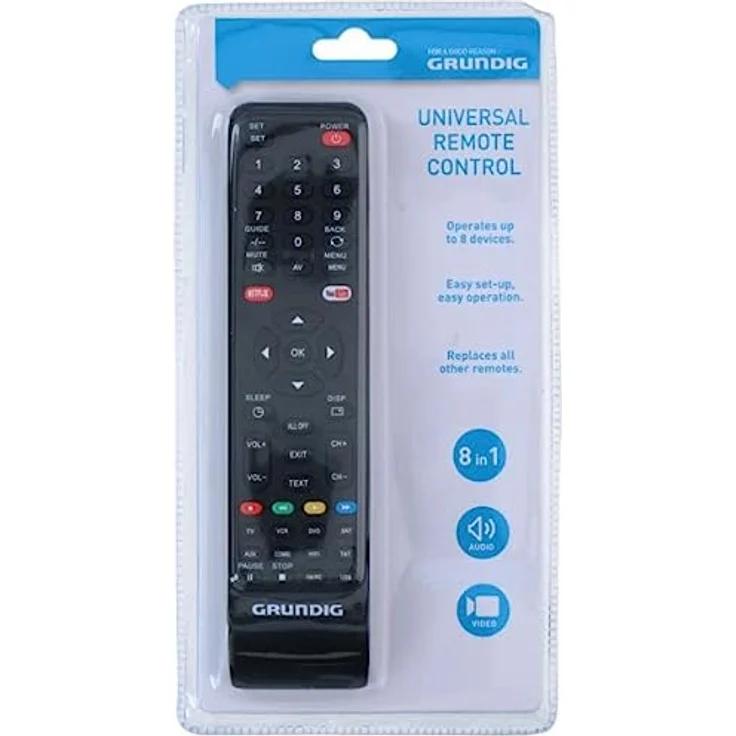 Grundig Universal-Fernbedienung - bis zu 8 Geräte gleichzeitig - 210 x 50 x 18 MM - Schwarz – Bild 2